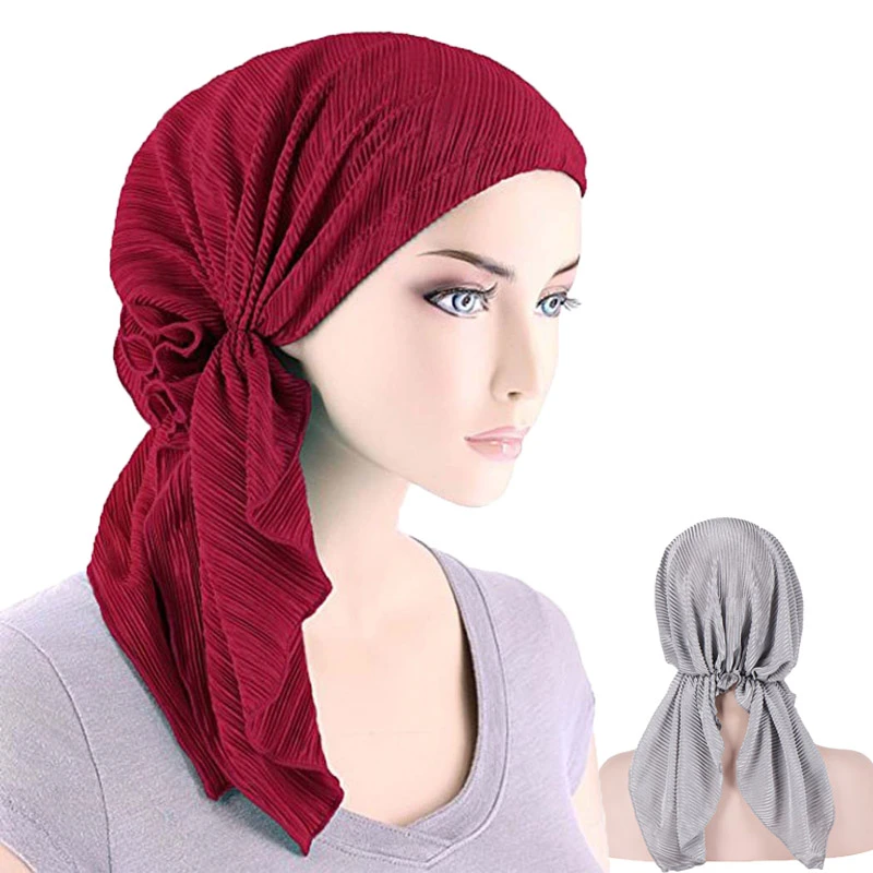 gastheer Aandringen walgelijk Moslims Vrouwen Ruche Tulband Hoed Sjaal Katoen Chemo Mutsen Chemotherapie  Bonnet Caps Bandana Hoofddoek Head Wrap Kanker Haaruitval|Mutsen| -  AliExpress