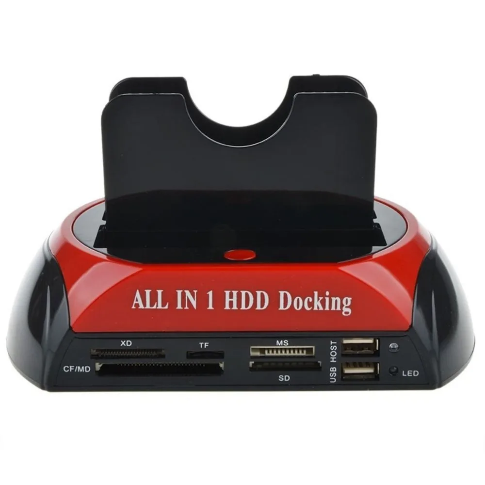 Многофункциональная док-станция для HDD Dual USB 2,0 2,5/3,5 дюймов IDE SATA Внешний HDD корпус жесткого диска кардридер