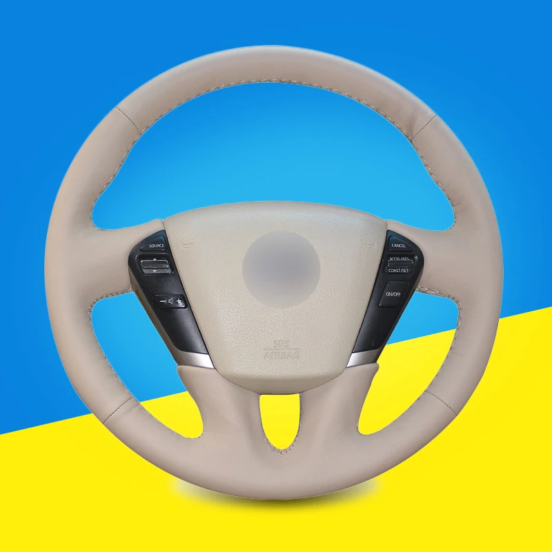 Hand Sewing Auto Braid On The Steering Wheel Cover For Nissan Teana