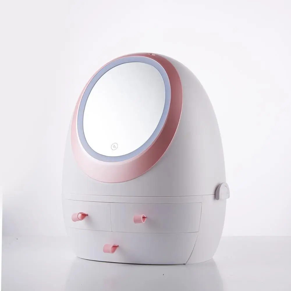  Cosmetic storage box LED light mirror drawer type portable desktop skin care products storage dust- - 4000193187965
