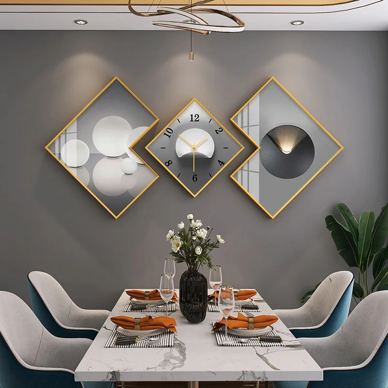 Atmosphere Silent Wall clock Restaurant Rhombus Crystal Porcelain painting Color:Z1019-13;Sheet Size:50cm 30cm 50cm