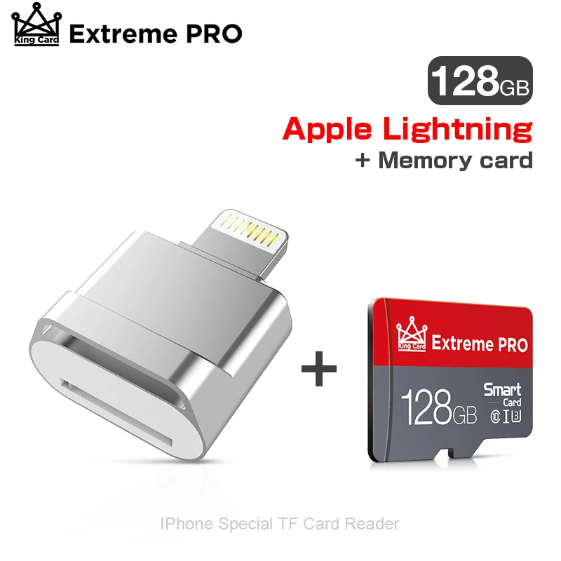 128gb sd TF Card Reader Plug&Play Lightning to Mini SD Adapter No Need Driver For iPhone 6/6s/6Plus/7/7Plus/8/X Usb/Otg/Lightning 2 in 1 memory cards Memory Cards