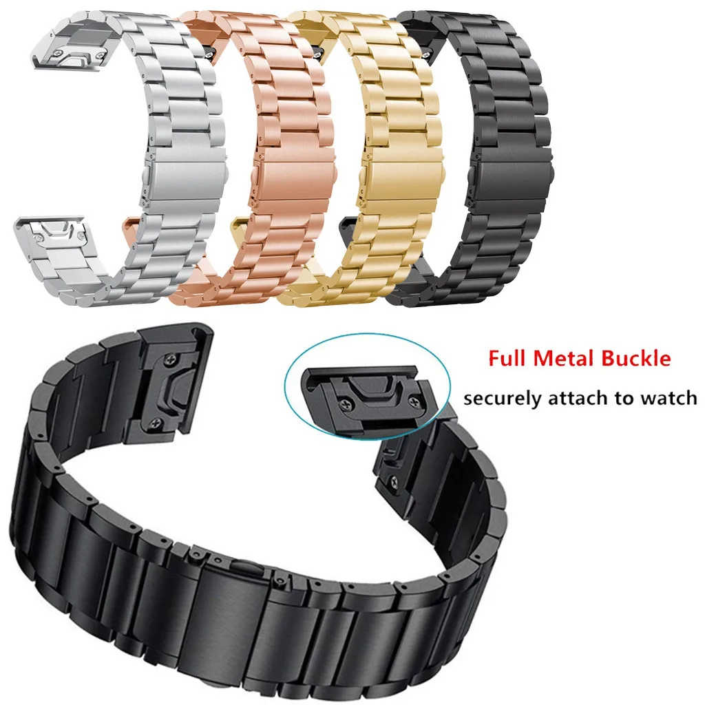 

Stainless Steel Wrist Strap For Garmin FENIX 6 Pro Smart Watch Strap Replacement Watch Band Women Men Rose Gold Bracelet 19Sep