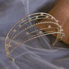 Многослойные Золотые элегантные свадебные повязки на голову диадемы свадебные повязки для волос Свадебные аксессуары для волос украшения для волос на выпускной