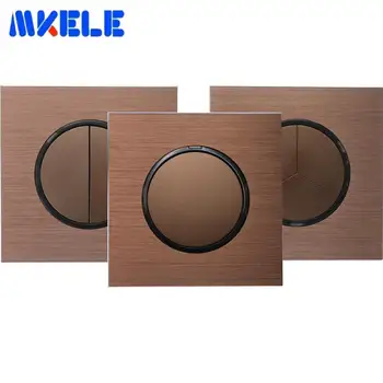 

Luxurious 1-4 Gang 1-2 Way Random Click On / Off Wall Light Switch LED Indicator Push Button Wall Switch 15A Aluminum