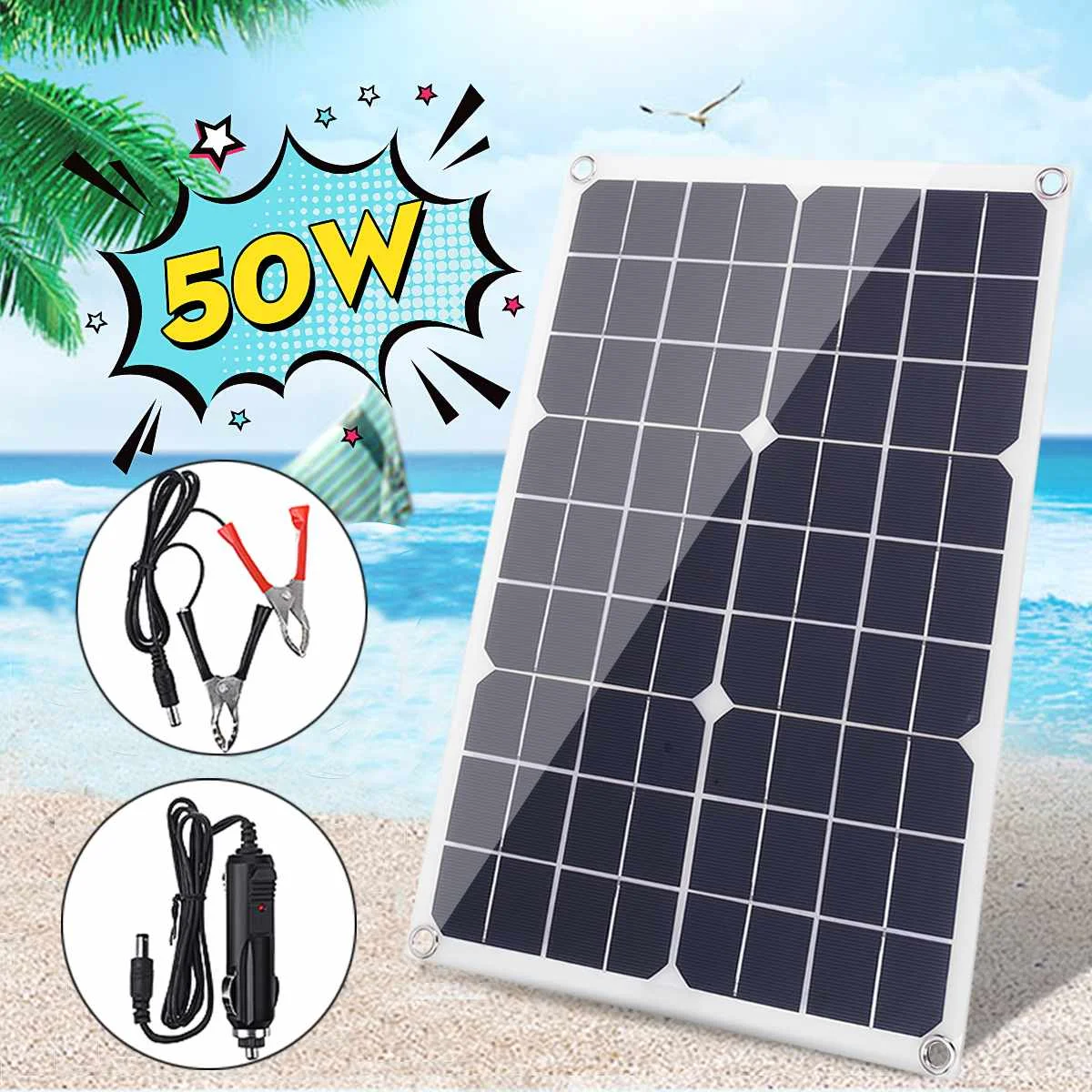 30 W/50 W Панели солнечные Dual USB Мощность банка с автомобильным Зарядное устройство 10/20/30A Панели солнечные регулятор зарядное устройство для lcd дисплея контроллер - Цвет: 50W solar panel