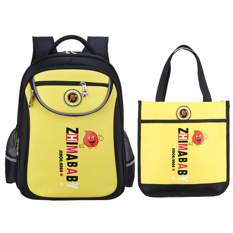 large yellow Комплект из 2 предметов; Детские Мультяшные водонепроницаемые школьные сумки; рюкзак для мальчиков и девочек; школьные сумки для мальчиков; сумка-портфель; Mochila Infantil - Цвет: large yellow