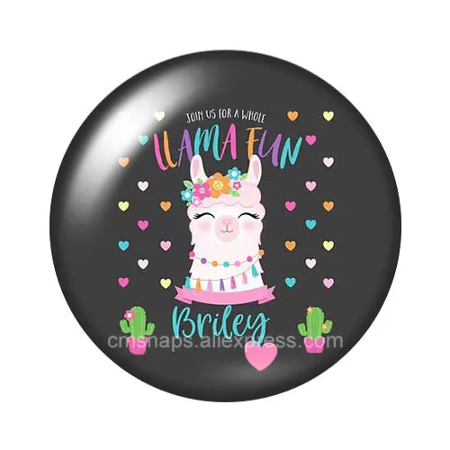 DB1044-09 No prob llama no drama llama Альпака 18 мм кнопки 10 шт. смешанный круглый стеклянный кабошон стиль для украшение с защелкой - Цвет: DB1044-09