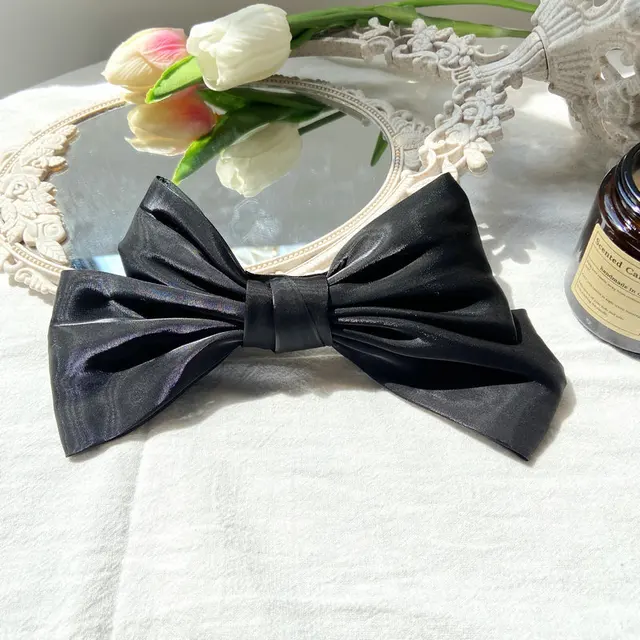 2021 Fashion Girls Retro Black Velvet Bow Hairpin Ladies Wedding Long Satin Ribbon Korean Hairpin Hair Accessories Headdress 22