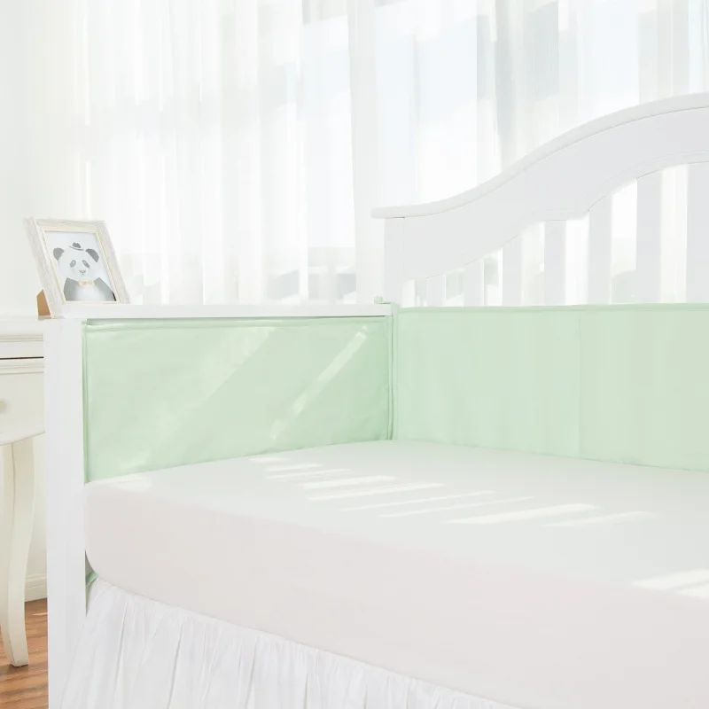 green 4 pieces 1 комплект = 4 шт. воздухопроницаемые хлопковые Бамперы для кроватки, бамперы для кроватки, моющиеся Мягкие накладки для кроватки, комплект для маленьких мальчиков и девочек, безопасный бампер - Цвет: green 4 pieces