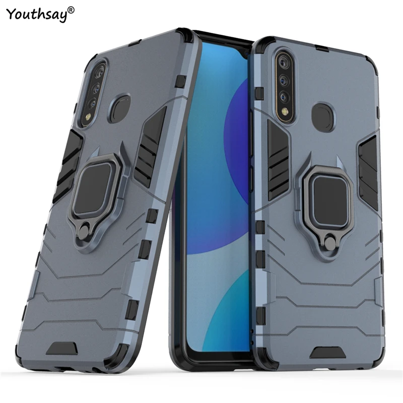 

For vivo Y19 Case For vivo Y19 vivo U3 Cover Finger Ring Robot Rubber Armor Hard PC Protective Phone Cover For vivo Y19 Case