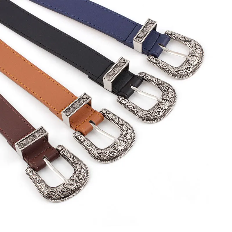 Women Vintage Gothic Luxury Design Genuine Leather Thin Belt Waist