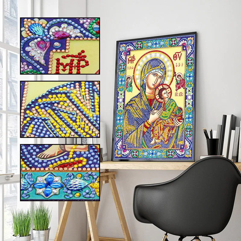 DIY 5D Diamond Mosaic Icon Diamond Painting Embroidery Big Special Stone Beadwork Pearl Crystal Orthodox Sale (9)