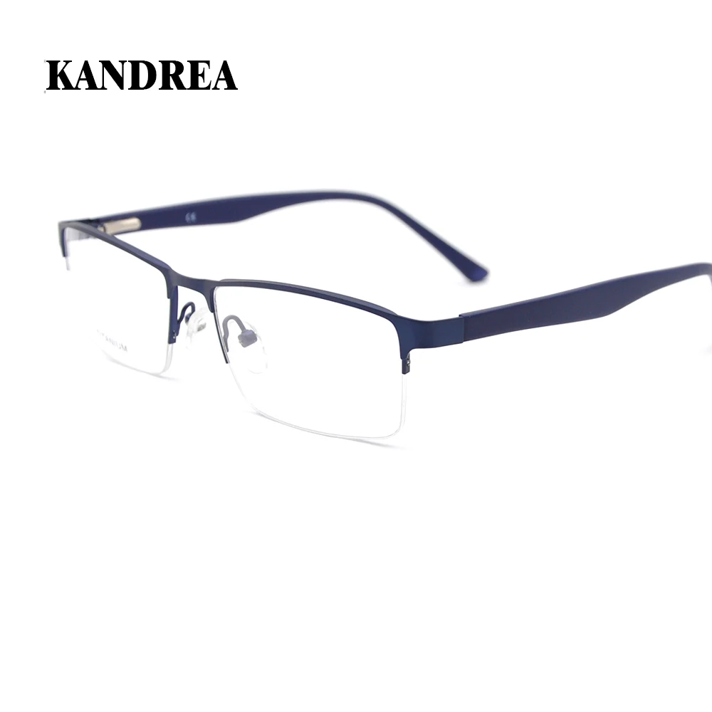 Kandrea, модные мужские очки, оправа, атмосферная, классические, закоротенные, прозрачные, синие очки в титановой оправе - Цвет оправы: C3