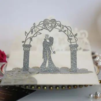 

10pcs Bride Groom Hollow Wedding Party Invitations Card Delicate Carved Lace Romantic Greeting Cards