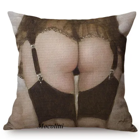 Nordic Sexy Woman Human Body Oil Painting Art Home Decorative Sofa Throw Pillow Case Sexy Girl Charming Large Butt Cushion Cover M074-1