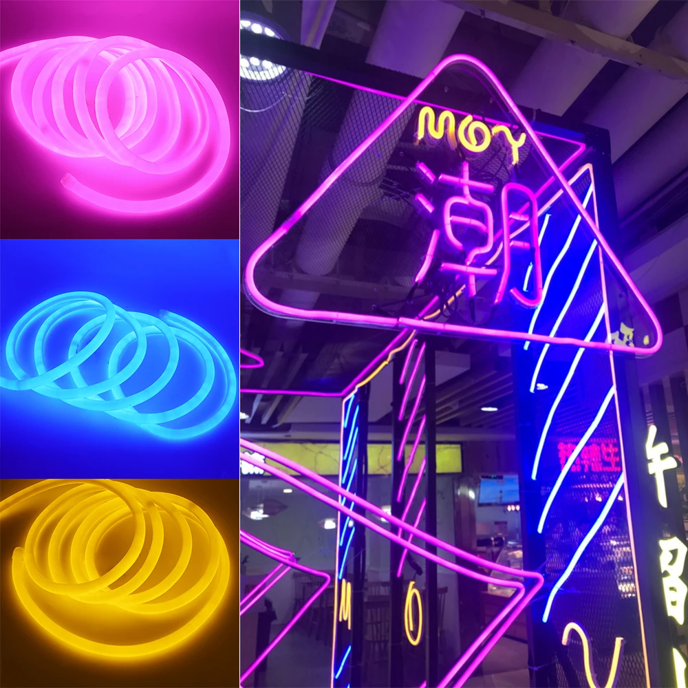 360° Round LED Neon Rope Light Flex Tube Party DIY Sign Decor Outdoor 110V/220V 