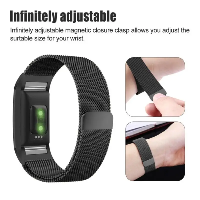 Fitbit 충전 용 금속 스테인레스 스트랩 3 4 5 6 밴드 밀라노 마그네틱 Fitbit 충전 3 스트랩 손목 스트랩 용 스마트 팔찌