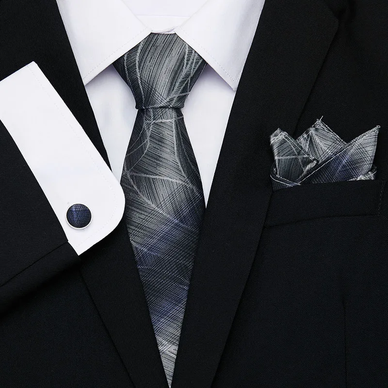 

Men Tie Silk Woven 8cm New Paisley Blue 8cm Tie Necktie Hanky Cufflinks Set Fashion Party Wedding Tie Set for Mens