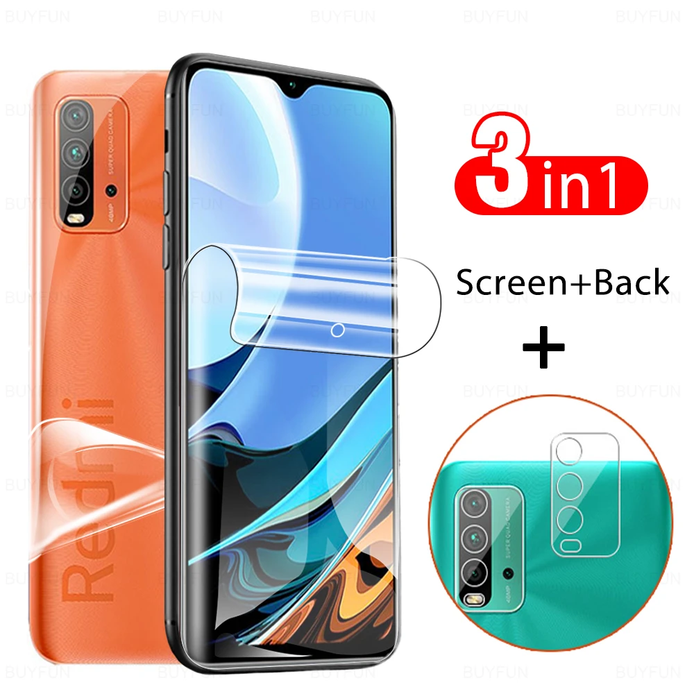 cell phone screen protector 3in1 HD Screen Back Protective Hydrogel Film On For Xiaomi Redmi 9T 9A 9C Redmi9 A 9 C T Redmi9t Camera Lens Protector Not Glass mobile phone screen protector