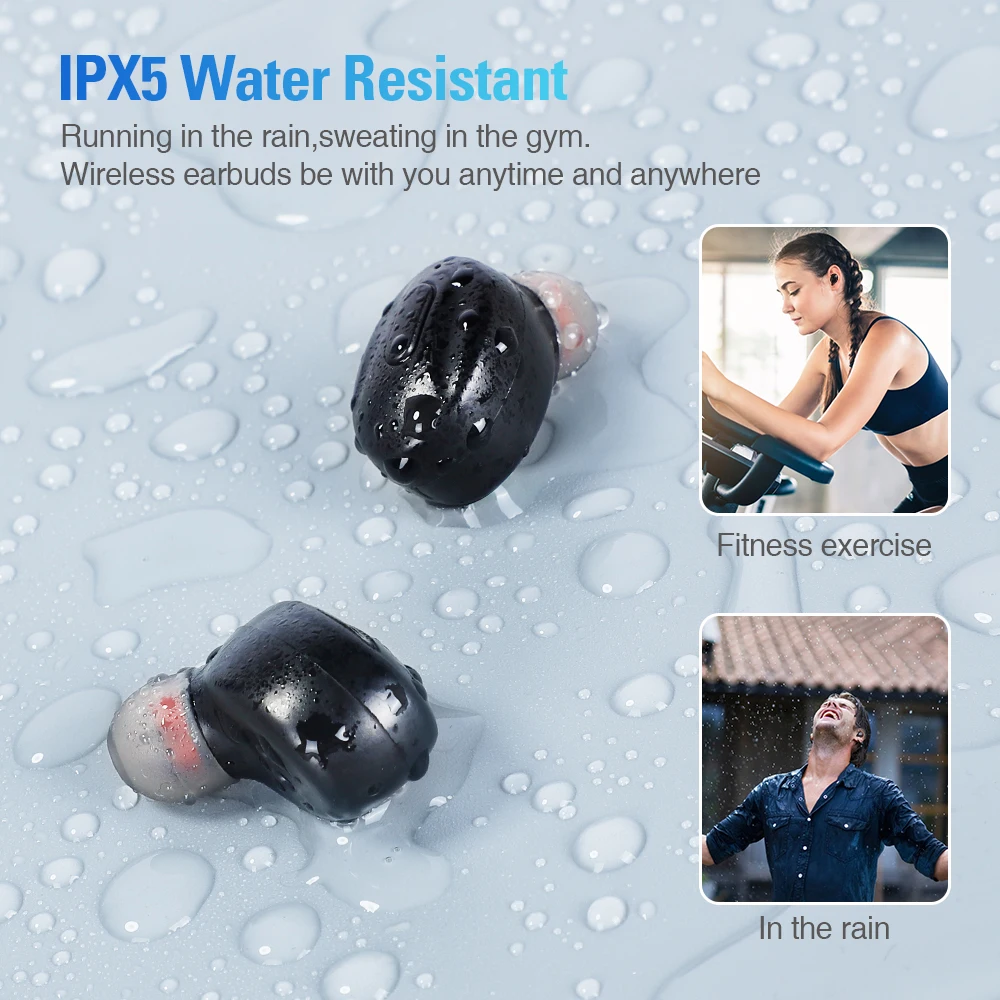 Bluetooth-Compatible V5.0 Earphones TWS True Wireless Headphones In-Ear Earbuds Waterproof Mini Headsets Stereo Sports Earpiece