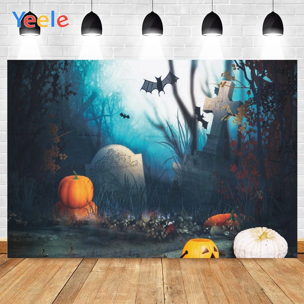 

Yeele Halloween Night Forest Bats Pumpkins Halloween Photo Background Photophone Photography Backdrops for Decor Customized Size