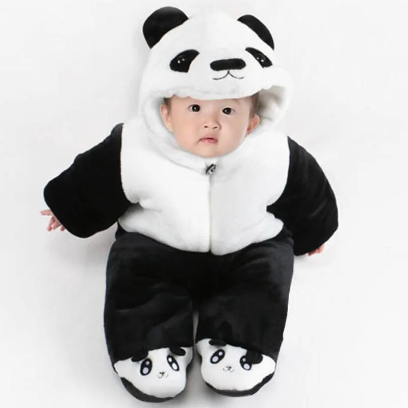 Panda Осенне-зимний детский комбинезон, Толстая теплая детская сумка-панда, хлопковая одежда для новорожденных - Цвет: Panda