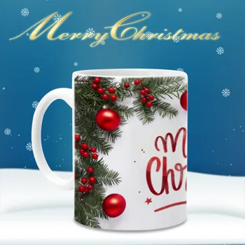 

Merry Christmas Mug Poinsetta Snowflake Holiday Coffee Tea Cup Changing Milk Cup Coffee Mugs Friends Student Gifts