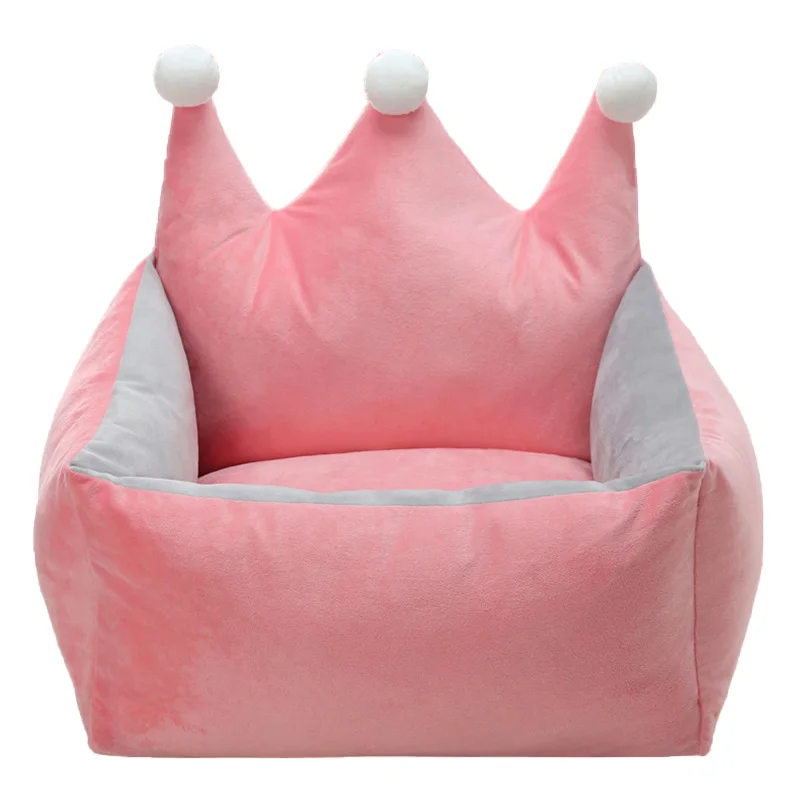 Pink Симпатичные Корона кровать собаки зимний теплый кошка спальный мешок в стиле принцессы Щенок питомник съемные, пригодные для стирки собака диван-кровать для маленьких собак и кошек - Цвет: Pink
