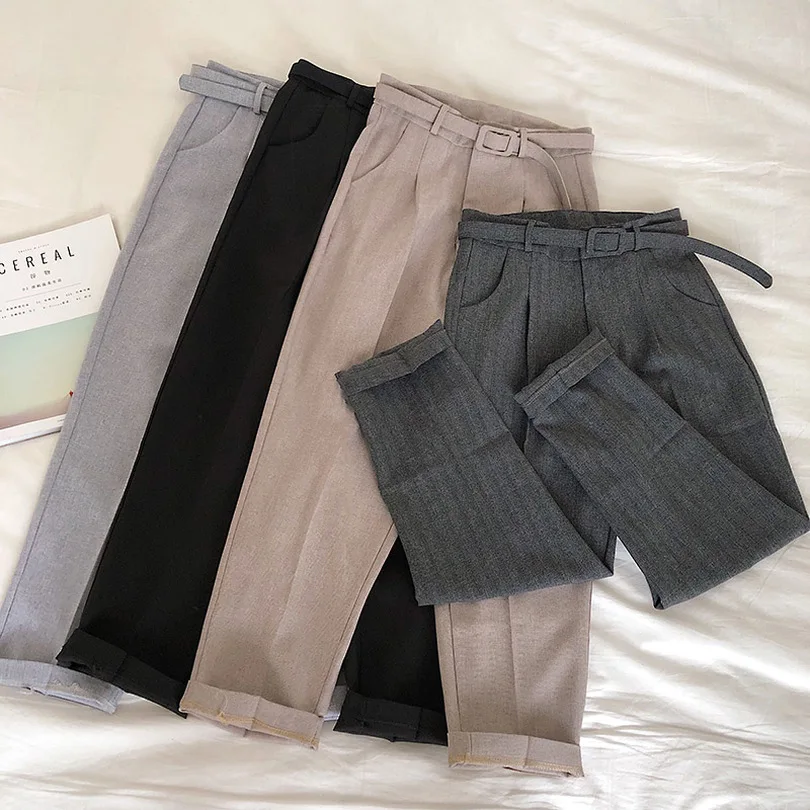 

Taotrees OL Style Harem Pant Work Business Trousers Female High Waist Pants with Belt