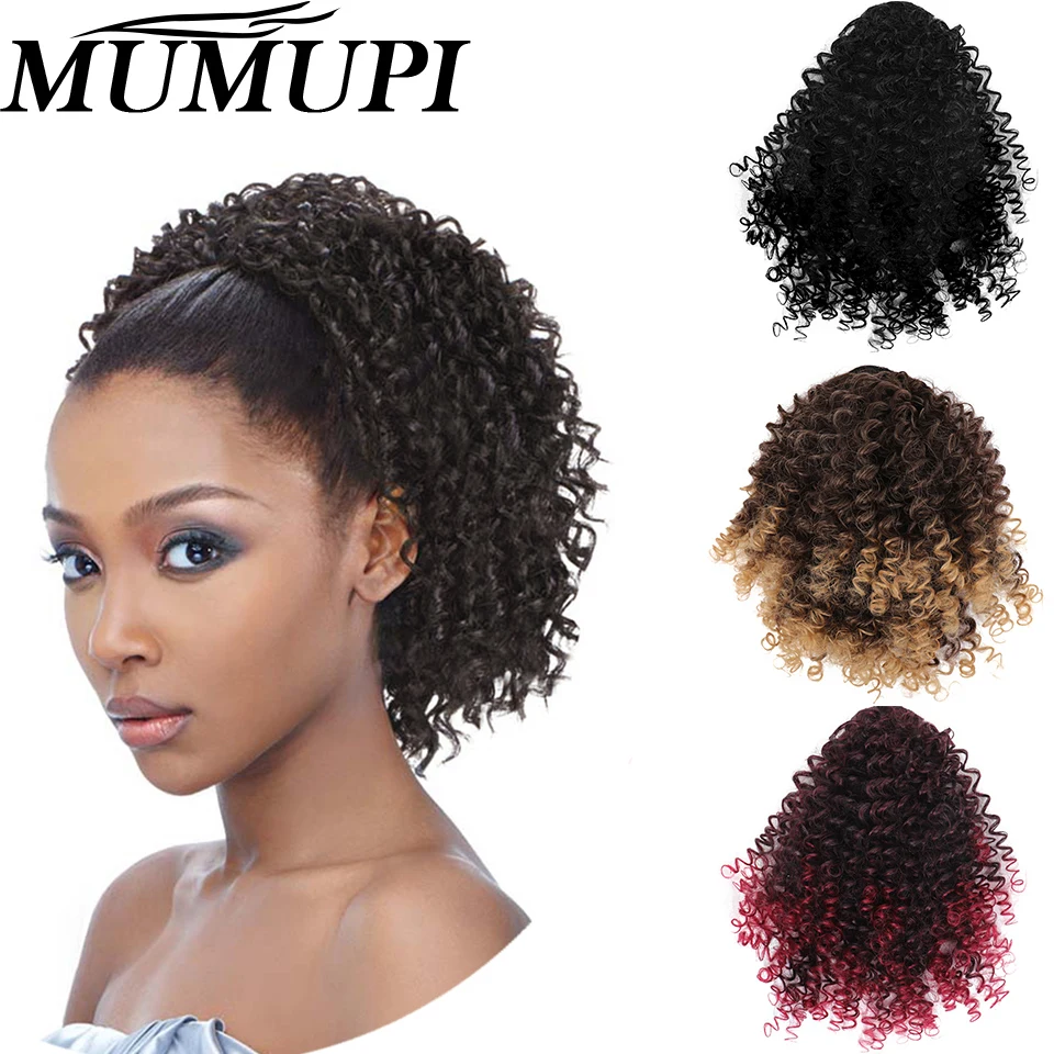 MUMUPI syntheticKin ky ponytails Afro wigs women Drawstring Short Kinky