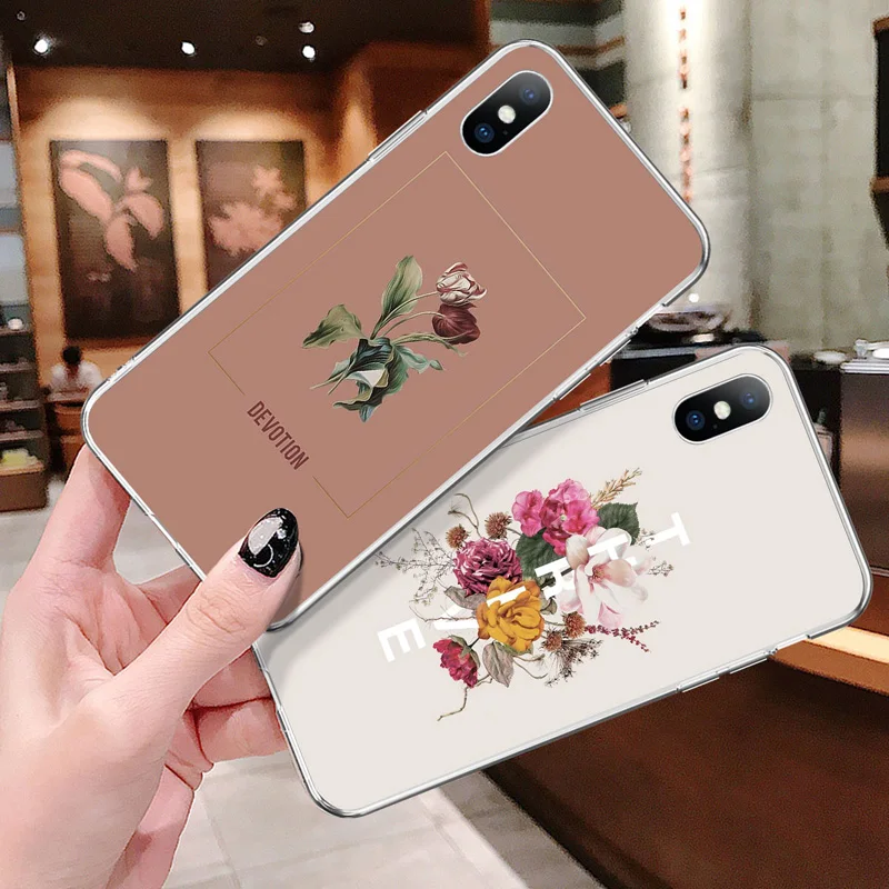 Чехол для телефона Ottwn Flowers для iPhone 11 7 8 6 6s Plus, мягкий чехол с цветными листьями розы для iPhone XS 11 Pro Max XR X 5 5S