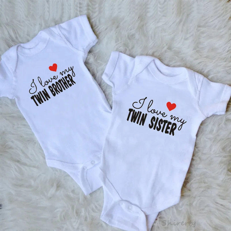 Хлопковый боди для новорожденных мальчиков и девочек, милый комбинезон с короткими рукавами для близнецов, одежда для близнецов, одежда для малышей от 0 до 24 месяцев