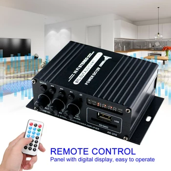 

DC12V Power Amplifier Bluetooth HiFi Stereo Music FM Radio Aluminum alloy Black