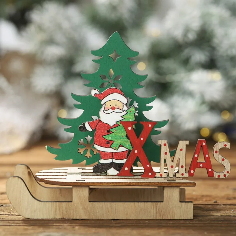 DIY сборка деревянные сани рождественские настольные украшения для помещений вечерние украшения Kerst Decoratie аксессуары для дома Рождественский подарок