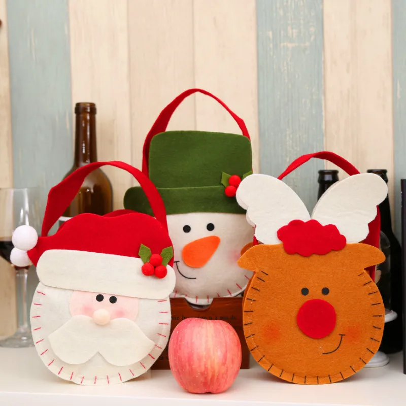 

Q Version Candy Bag Cartoon Non-woven Kids Christmas Gift Bags Xmas Eve Apple Box Christmas Decorations for Home 2020 New Year