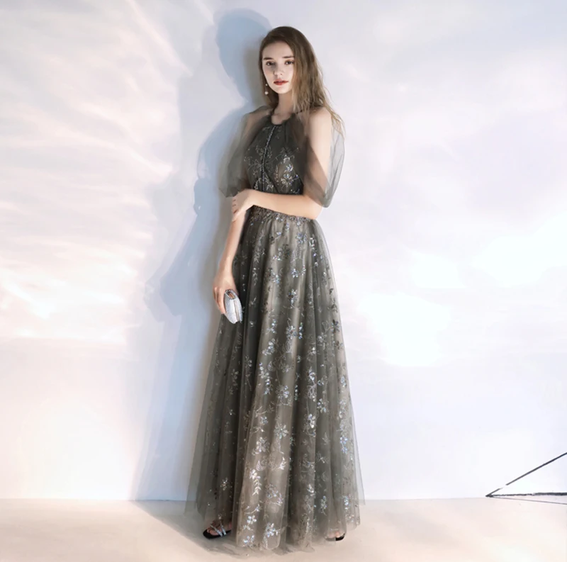 SSYFashion/Новое Вечернее платье с лямкой на шее, кружевной аппликацией, блестками, с бисером, длиной до пола, длинные торжественные платья под заказ Vestido De Noche