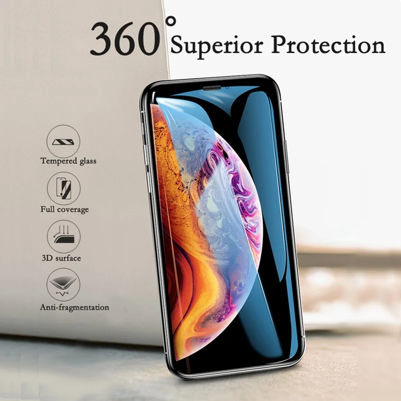 3 шт. 9D Защитная пленка для экрана Iphone 7 8 Plus X XR XS Max полное покрытие из закаленного
