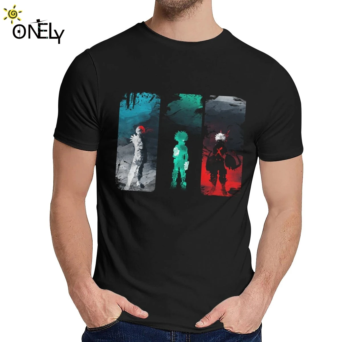 Male Hero Power My Academia T-Shirt Natural Cotton Anime Round Neck Hip Hop Tee Shirt | Мужская одежда