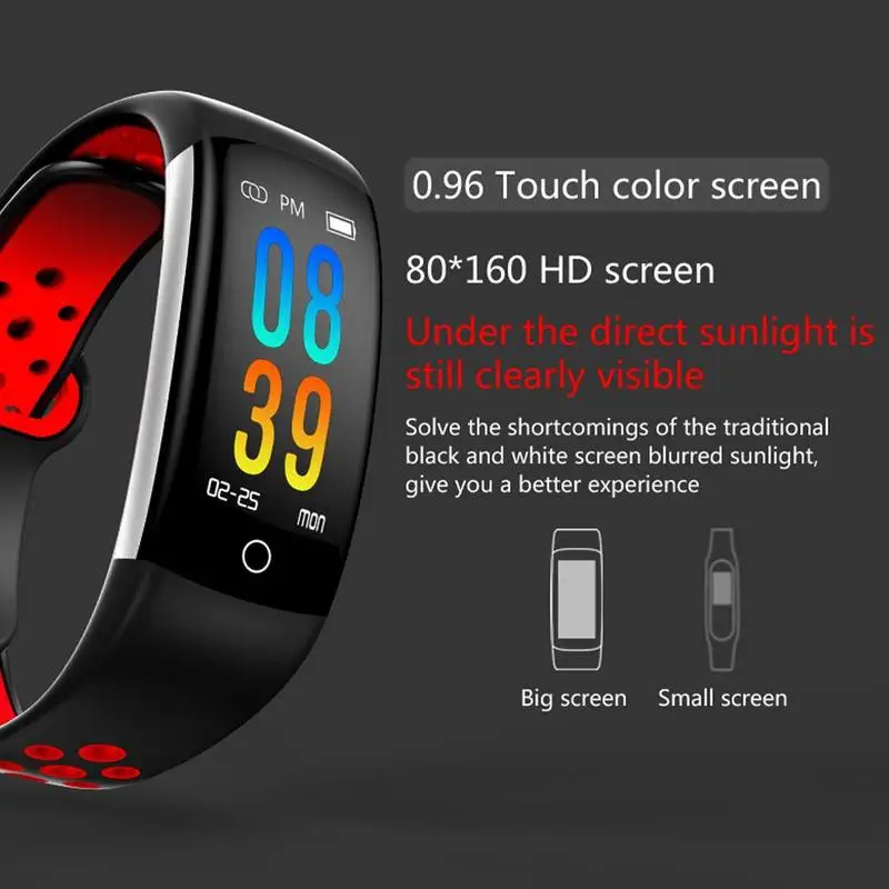 Умный браслет для женщин Q6 Bluetooth Smartwatch для мужчин сердечный трекер монитор фитнес давление часы скорость крови для Android Ios Sp Y3O0