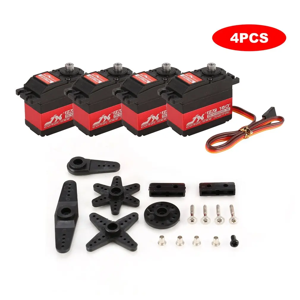 4 шт. JX PDI-HV5932MG 20 кг 180 ° рулевой Цифровой Металлический Редуктор Coreless Servo с высоким крутящим моментом для RC автомобиля Робот самолет Дрон