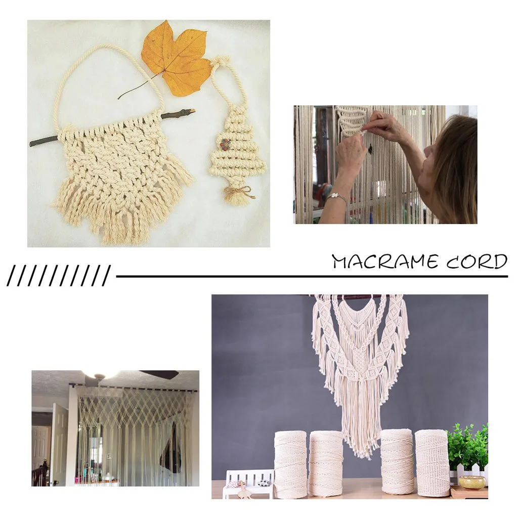 3mm x 200m Macrame Cotton Cord for Wall Hanging Dream Catcher DIY Handmade Rope Craft String Home Decoration Accessories