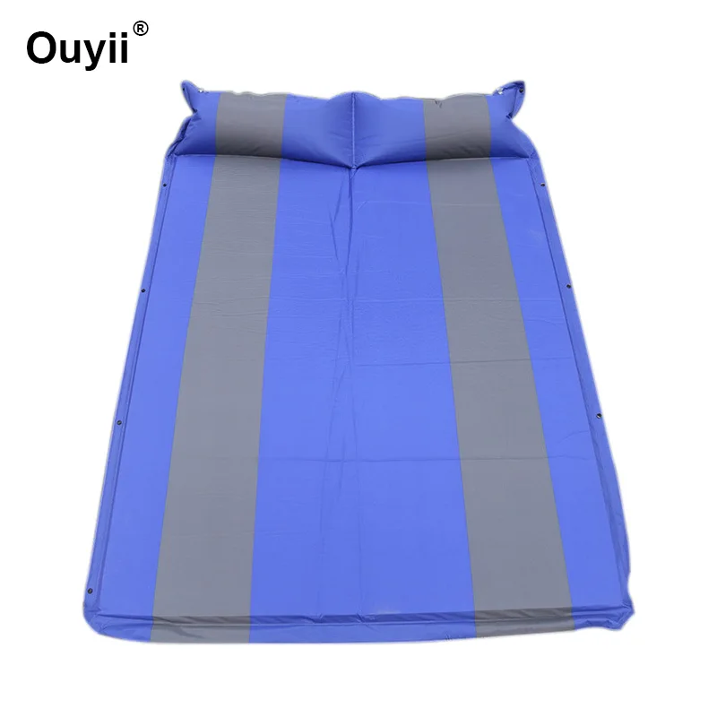 Gray and blue Складной надувной матрас наружный тент походный двойной толстый влагостойкий Воздушный Матрас Подушка Мягкий водонепроницаемый портативный коврик - Цвет: Gray and blue