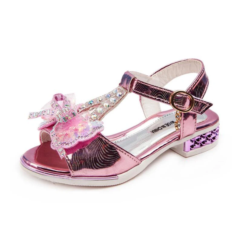 

Sequined Princess Girls Sandals Fashion Children's Shoes Summer Beading Decoration Girls High Heel Sandals Dance Shoes for Party