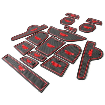 

Door Mats Gate Slot Mat Cup Pads Red 16Pcs for Jeep Renegade 2016 2017
