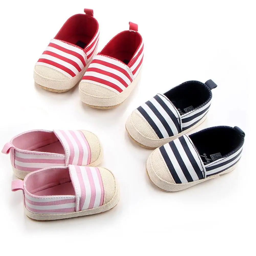  Autumn Spring Baby Girls Shoes Stripes Print Anti Slip Sneaker Soft Sole Prewalker Flat Shoes For B