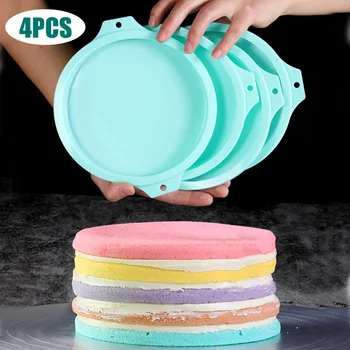 

4 Pcs 8Inch Rainbow Disc Food Platinum Cake Mold High Baking Utensils High Quality Silicone Non-toxic and Durable