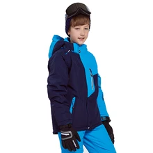 Детский зимний костюм, пальто для маленьких мальчиков Лыжный костюм комплекты Водонепроницаемый ветрозащитная лыжная куртка и штаны Зимние теплые, для сноуборда куртка Зимняя куртка для мальчика
