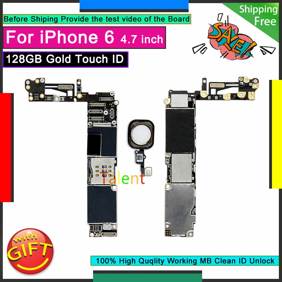Для IPhone 6 материнская плата 128GB Gold Touch ID домашняя кнопка разблокированная