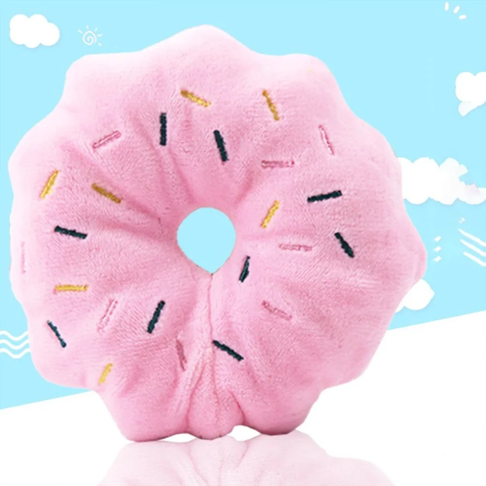 Two Colors Optional Pink Brown Donut Plush Vocal Bb Pet Dog Cat Toy Pet Toy Sound Toys For Teasing Dogs And Cats